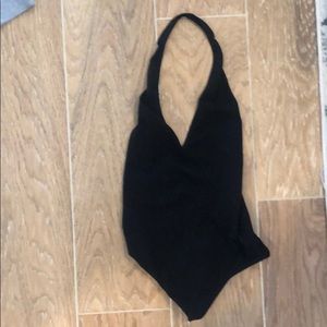Halter open back body suit